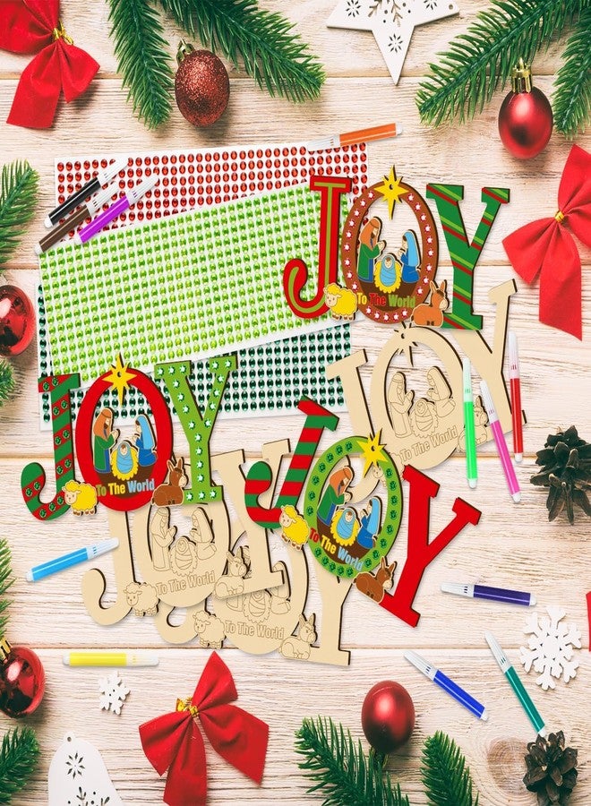 Cliths 20 Pcs Christmas Joy Wooden Crafts DIY Nativity Ornaments for Kids Make Your Own Christian Religious Xmas Decor Craft Kit with Twine for Church Party Supplies - Image 4
